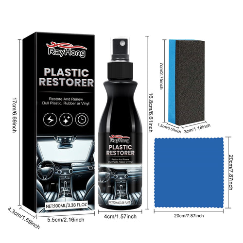 SPRAY DE RECUBRIMIENTO REVITALIZANTE DE PLASTICO IDEAL PARA VEHICULOS ¡DEVUELVE EL BRILLO AL INSTANTE! 100ML
